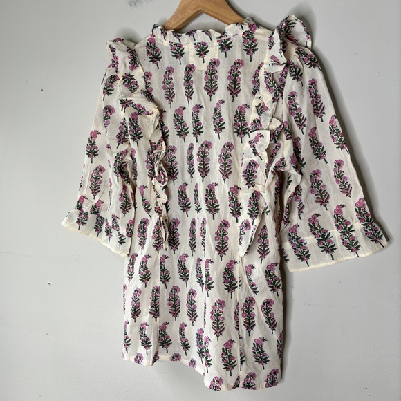 SZ Floral Ruffle Blouse - White and Pink - Picture 10 of 12